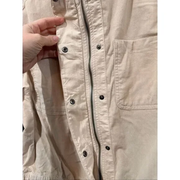 PACT Womens Modern Corduroy Bomber Jacket Sandshell Beige Size L - Picture 4 of 9